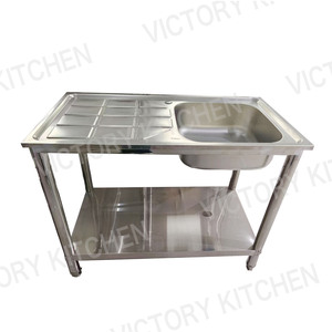 Fregadero de acero inoxidable de un solo cuenco comercial de Victory Kitchen para suministro de hoteles y restaurantes - Product Image 5