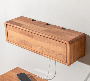 Étagère flottante en bois brun foncé sur mesure et organiseur de câbles, boîte de rangement en bois massif faite à la main, cache-câbles mural - Product Image 2