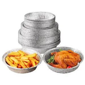 Bandeja de alumínio descartável para servir alimentos, recipiente reciclável de 300ml, folha de alumínio redonda personalizada, copo com bandeja