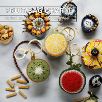 Hot Selling Handgemaakte Geweven Gehaakte Kiwi Oranje Sleutelhanger Creatieve Fruit Hanger Accessoires Voor Tas Decoratieve Mooie Plant