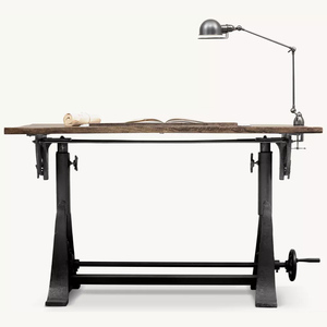 Elegante Escritorio <span class=keywords><strong>de</strong></span> Dibujo Industrial Ajustable <span class=keywords><strong>de</strong></span> Madera con Base <span class=keywords><strong>de</strong></span> Hierro Fundido, Mecanismo <span class=keywords><strong>de</strong></span> Inclinación y Volante para Oficina en Casa, Estudio, OEM Personalizado - Product Image 5