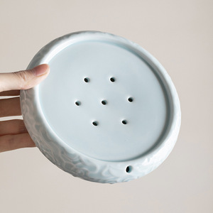 Chinese Retro Round Porcelain <b>Tea</b> Tray With Auspicious Cloud Design Handmade For Kung Fu <b>Tea</b> <b>Set</b> Dry Brewing - Product Image 2