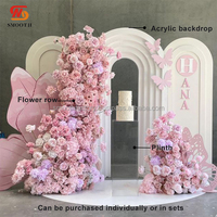 Ensemble d'arche en acrylique blanc pour événements de mariage, panneau de fond en PVC avec décoration de chemin de fleurs