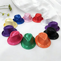 Sombrero Fedora con Lentejuelas Brillantes para Baile, Hip Hop, Fiesta, Disfraz, Carnaval, Halloween, Navidad, Año Nuevo, Adultos y Niños