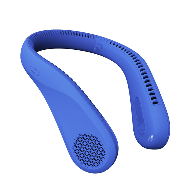 Personal Body Cooling 4000mAh Rechargeable Wearable Leafless Fan Blue Hands Free Bladeless Cooling Usb Mini Portable Neck Fan