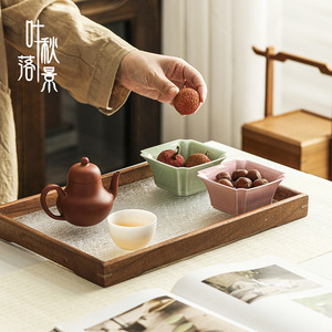 Rectangular Glass <b>Tea</b> Tray With Walnut Wood Frame Retro Style For Home Coffee Snack Use - Product Image 4