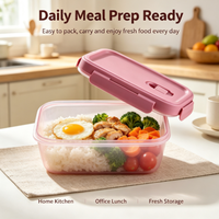Boîte à lunch portable pour enfants, compatible micro-ondes, avec couvercle en plastique, joint d'étanchéité en silicone et trou de ventilation, pour la préparation des aliments et le stockage des légumes