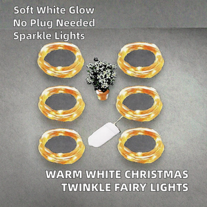 Luces Decorativas Navideñas de Interior al por Mayor, Guirnalda de Luces LED Cálidas Blancas con Efecto Centelleante, Cable de Cobre, Funciona con Pilas - Product Image 2