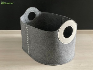 New Upgrade <strong>Large</strong> <strong>Basket</strong> for Firewood Blanket Magazines Strong <strong>Log</strong> <strong>Basket</strong> Fireplace Accessories Felt Bin for Living Room Mudroom - Product Image 6