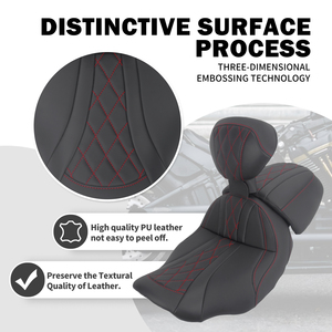 <span class=keywords><strong>Asiento</strong></span> Doble para Motocicleta con <span class=keywords><strong>Respaldo</strong></span> para Harley Touring Road King Street Glide 2023.5-2025, <span class=keywords><strong>Asiento</strong></span> Acolchado para <span class=keywords><strong>Conductor</strong></span> y Pasajero - Product Image 4