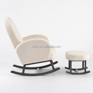 Silla mecedora ajustable para recién nacidos con cojín boucle y reposapiés para madres lactantes - Product Image 3