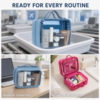 Sac de maquillage personnalisé Royal Fair avec fermeture éclair, imperméable, en cuir, transparent, pour le rangement des cosmétiques, sac de toilette portable pour les voyages et le quotidien