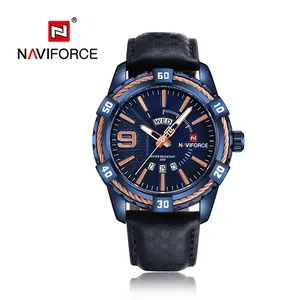 מכירה לוהטת Reloj naviforce 9117 חדש יוקרה ספורט עור איש עסקי יום שבוע פונקציה שעונים גברים