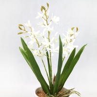 Plante artificielle de fleurs de Vanda de 40 cm de haut avec pot en ciment pour la décoration de la maison
