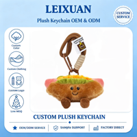 Porte-clés en peluche Hot Dog Kawaii avec cordon de poignet, adorable poupée Hot Dog souriante, pendentif décoratif moelleux pour sac à dos, cadeau