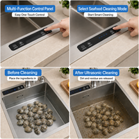 Évier de cuisine intelligent multifonction à ultrasons en acier inoxydable SUS304, évier intégré avec lave-tasses et affichage numérique