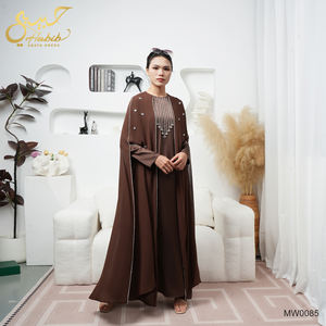 EID Ramadan Arabe Brun Couleur Strass Abaya Fabricants Abaya Femmes Robe Musulmane - Product Image 1