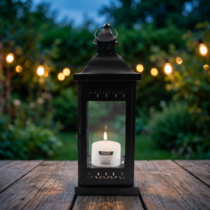Farol de Hierro y Vidrio de Estilo Clásico con una Vela, Farol Colgante de Hierro Negro para Decoración del Hogar - Product Image 3