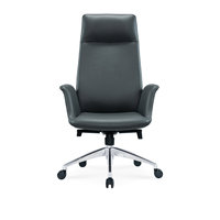 Chaise de bureau exécutive ergonomique pivotante réglable en cuir gris moderne avec dossier haut pour le bureau à domicile et l'école