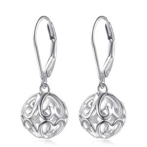 Pendientes clásicos de oro blanco con forma de bola para mujer, regalo de joyería de moda de aleación - Product Image 1