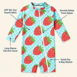<span class=keywords><strong>Maillot</strong></span> <span class=keywords><strong>de</strong></span> <span class=keywords><strong>bain</strong></span> une pièce pour bébé fille, protection solaire UPF 50+, imprimé fraises, avec fermeture éclair sur le devant, 3M-12T - Product Image 3