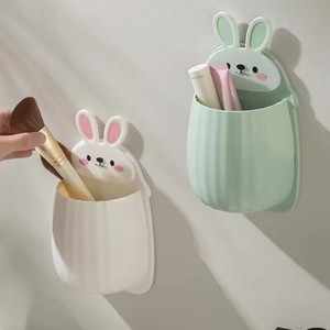 Cute Rabbit Storage Rack No Punching Marking Required Makeup <b>Brush</b> Storage Box Bathroom Wall Mounted Toothbrush Holder - Product Image 4