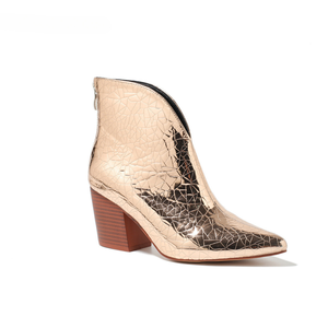 <span class=keywords><strong>Botines</strong></span> de tacón alto de vaquero para mujer, <span class=keywords><strong>botines</strong></span> de tacón grueso con cremallera dorada y plateada, punta estrecha, tacón bajo cuadrado, Botas cortas para mujer para Otoño e Invierno - Product Image 3