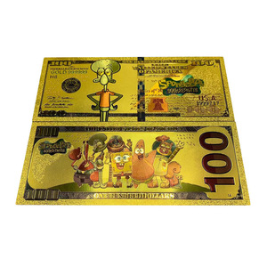 Billete de 100 Dólares Americanos de Bob Esponja, Diseño Personalizado de Anime, Chapado en Oro de 24k - Product Image 5