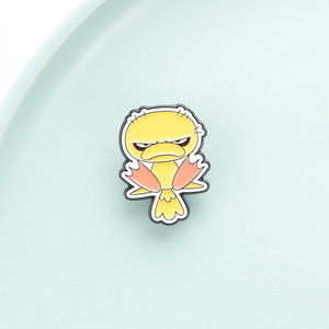 Épinglette en émail drôle et mignonne en forme d'oiseau jaune grincheux, badge animal de dessin animé, épinglette de revers canard en colère - Product Image 3