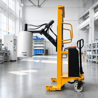 Beliebter Halbautomatischer Papierrollenklammerstapler mit 500kg Tragfähigkeit, Hubhöhe, Elektrischer Rollenrotator und -kippvorrichtung für die Druckindustrie