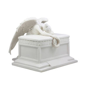 Urna Funeraria in Resina Effetto Marmo Bianco con Angelo Piangente, Scultura Statua per Cremazione da Giardino - Product Image 5