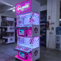 Machine à griffes rose à double cabine avec LED, pour deux joueurs, à monnayeur, jeu d'arcade à prix pour enfants et adultes