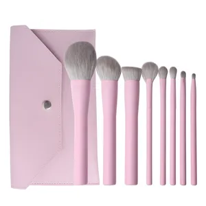 DIAS High Quality OEM Face Hair Foundation Private Label 8 Pcs Eye Blending Make Up Pink Synthetic Custom Logo Makeup Brushes