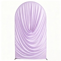 KAVI Rideau de fond de scène de mariage en soie de lait plissée ovale, drapé extensible réutilisable en tissu pour décoration événementielle