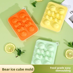 Hot-Selling Cartoon Bear Silicone Ice Tray Mold Quick-Freezing Lid for Coffee Milk Tea Cheese Popsicles Ice <b>Cream</b> <b>Maker</b> Tool - Product Image 4