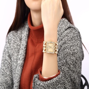GLE&VDO G026 <span class=keywords><strong>Montre</strong></span>-bracelet de luxe pour <span class=keywords><strong>femme</strong></span>, design carré, avec grande pierre de diamant scintillante, or et argent, tendance - Product Image 6