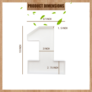 White Cardboard Number 1 Tray Fillable <b>Party</b> Decoration <b>Box</b> Birthday Anniversary Candy Cupcake Snack Holder - Product Image 2