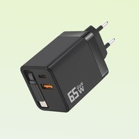 Adaptor Daya PD 3.0 65W Pengisi Daya Cepat Multi Port 3-in-1 yang Dapat Ditarik, Dilengkapi OTP/OVP, Colokan US/EU/UK untuk Laptop