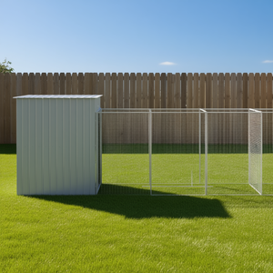 Cuccia per cani in acciaio zincato grigio chiaro 84.3x341.3x71.3 pollici, resistente, per esterni, per razze di grandi dimensioni - Product Image 2