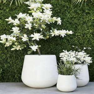 Pots à fleurs ronds <span class=keywords><strong>en</strong></span> ciment décoratifs pour l'intérieur et l'extérieur, maison et <span class=keywords><strong>jardin</strong></span> - Durables, écologiques, avec trou de drainage - Product Image 1