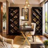 Moderno Mueble Exhibidor de Vino Personalizado con Iluminación LED, Construcción de Madera Sólida para Cocina, Sala de Estar, Comedor y Uso en Hoteles