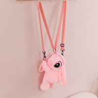 Sac à dos en peluche doux et écologique de 8 pouces, motif Stitch, mignon et amusant, unisexe, personnalisable, sac bandoulière, cadeau d'anniversaire, vente en gros, célèbre