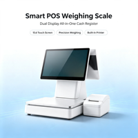 Caisse enregistreuse POS à double écran de 15,6 pouces, système Windows 10, imprimante intégrée de 58 mm / 80 mm, Bluetooth / WiFi, pour caisse enregistreuse de vente au détail