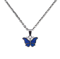 Collier thermochromique en acier inoxydable, bijou motif petit papillon, couleur changeante, d'humeur, nouveau Design