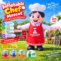 Grande mascotte gonflable de chef femme, accessoire de cuisinier gonflable en Oxford durable pour la décoration de la grande ouverture des entreprises alimentaires