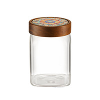 Bocaux en verre borosilicate de haute qualité pour usage industriel, bocaux de stockage pour épices, bonbons, café et aliments avec couvercle rond en bambou