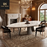 Ensemble de table à manger moderne de luxe pour 12 personnes avec plateau en marbre de Carrare