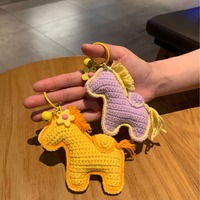 Nouveau 2026 – Breloque de sac poney crochetée à la main, pendentif cheval, poupée zèbre de dessin animé, accessoires de sac animal, porte-clés