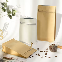 Sacs en papier kraft brun et blanc de 250g, 500g, 1kg avec valve de fermeture, sac épais en aluminium résistant à l'humidité, fermeture éclair, sachets pour thé et café