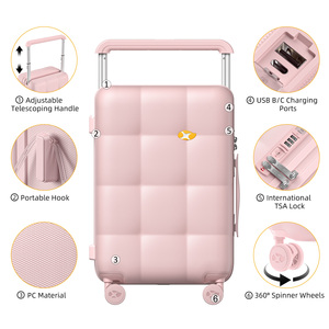 MGB alta calidad caliente estuche rígido lindo rosa encantador carro ancho ABS PC <span class=keywords><strong>cabina</strong></span> llevar maletas equipaje conjunto para niñas mujeres - Product Image 2